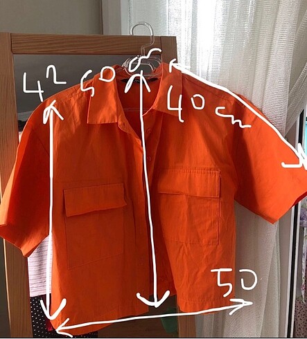 Defacto Defacto kısa kollu turuncu poplin gömlek