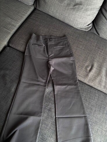 BSL bilek boy crop flare ispanyol paça kumaş pantolon