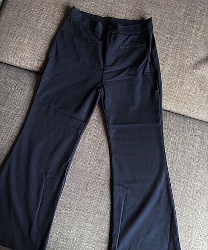BSL bilek boy crop flare ispanyol paça kumaş pantolon