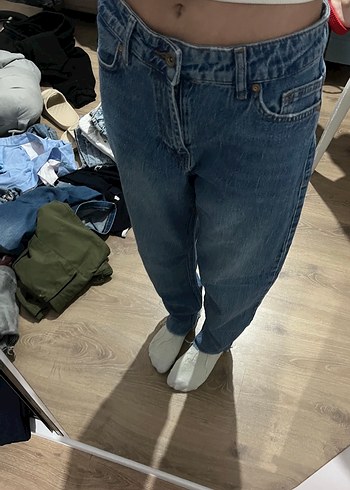 m Beden Gri Tonlu Mavi Kadın Midi Kot Pantolon