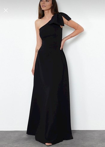 Siyah Drapeli Uzun Elbise - Görsel 3