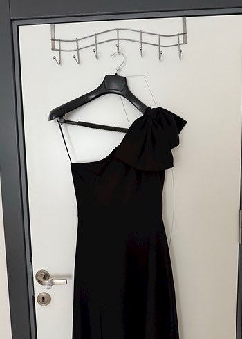 Siyah Drapeli Uzun Elbise - Görsel 7