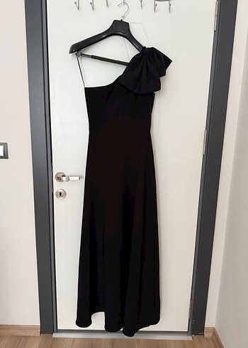 Siyah Drapeli Uzun Elbise - Görsel 8