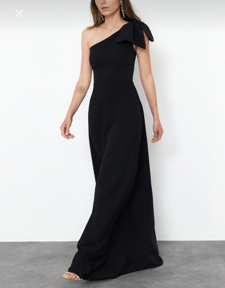 Siyah Drapeli Uzun Elbise - Görsel 2