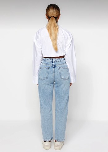 Kadın Açık Mavi Denim Regular Fit Jean - Görsel 5