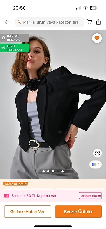 Zara siyah kruvaze crop blazer ceket