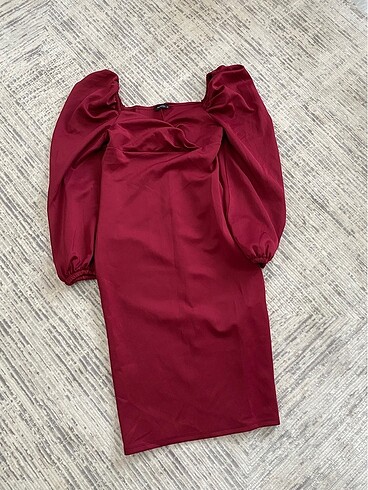 Bordo midi elbise