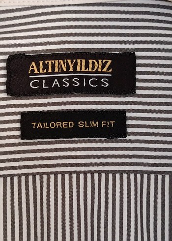 s Beden Altınyıldız Classics Gri Çizgili Erkek Gömlek