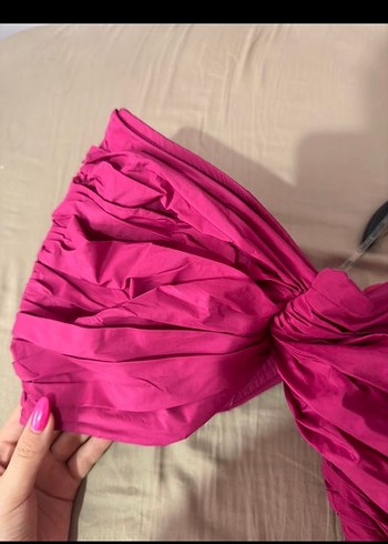 Pembe Tek Omuz Kadın Ceket, Fermuarlı, Mini Boy - Görsel 3