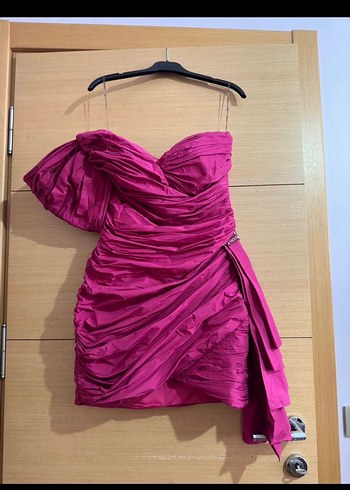 Pembe Tek Omuz Kadın Ceket, Fermuarlı, Mini Boy - Görsel 2