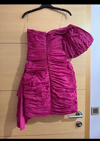 Pembe Tek Omuz Kadın Ceket, Fermuarlı, Mini Boy - Görsel 6