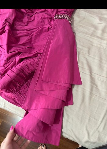 Pembe Tek Omuz Kadın Ceket, Fermuarlı, Mini Boy - Görsel 5