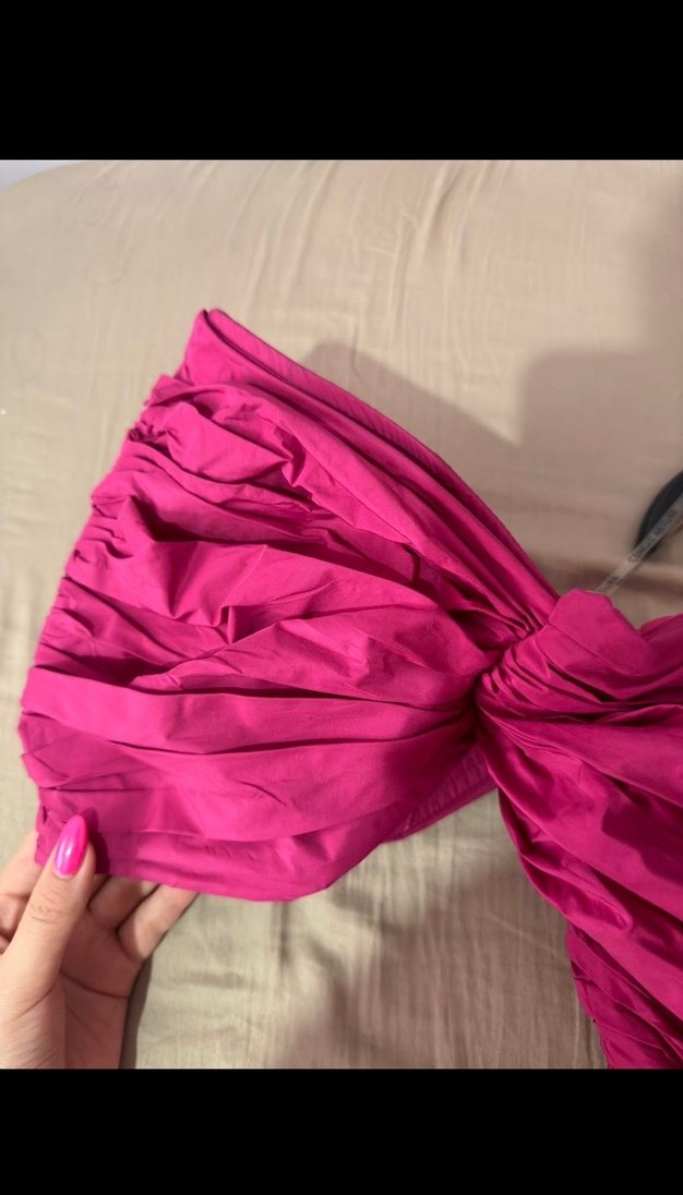 Pembe Tek Omuz Kadın Ceket, Fermuarlı, Mini Boy - Görsel 3