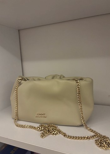 Zincir Detaylı Bej Deri Kadın Çanta - Görsel 2