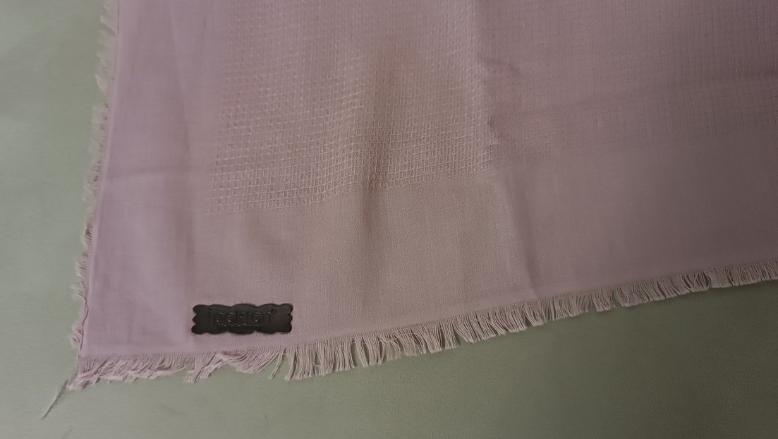 Bej Pastel Keten Pilili Kadın tülbent - Görsel 2