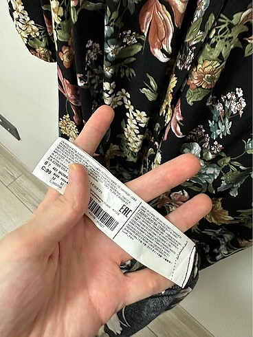 m Beden siyah Renk Mango Çiçekli Elbise