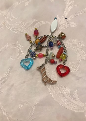 Renkli Boncukl kalpli anahtarlık - Görsel 4