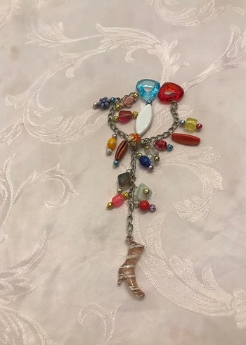 Renkli Boncukl kalpli anahtarlık - Görsel 2