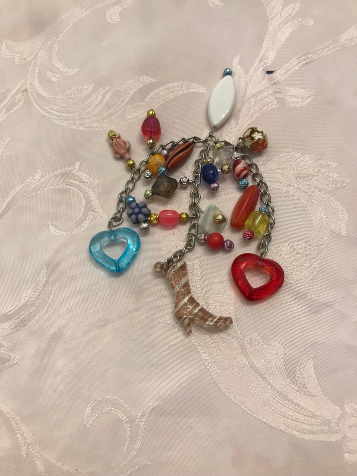 Renkli Boncukl kalpli anahtarlık - Görsel 4