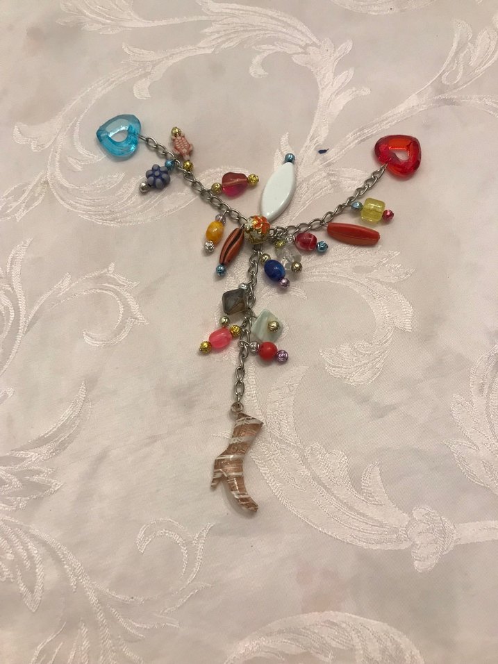 Renkli Boncukl kalpli anahtarlık - Görsel 3