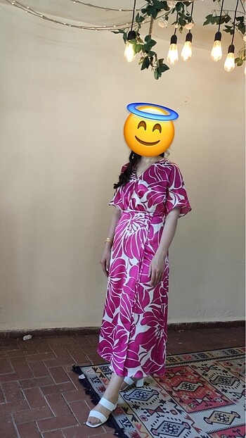 Mango Mango pembe saten elbise