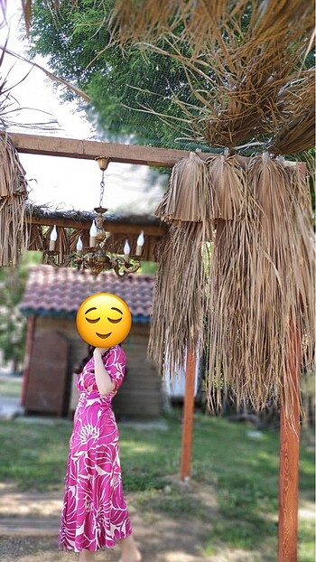 m Beden Mango pembe saten elbise