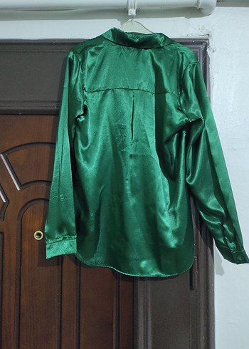 Parlak Yeşil Uzun Kollu Kadın Gömlek - Görsel 4