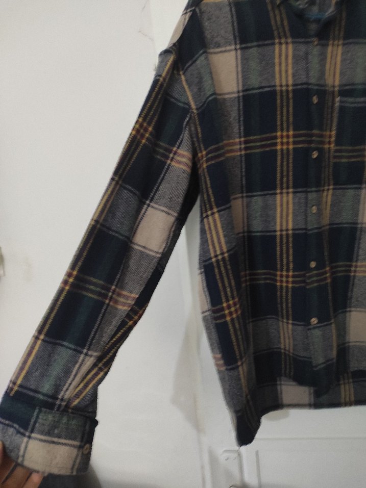 Düğmeli Gri  sıfır ürün oduncu gömleği Erkek Gömlek L beden - Görsel 3