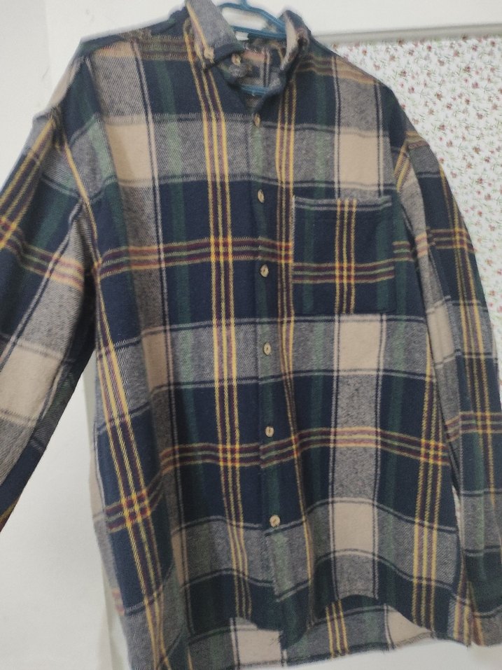 Düğmeli Gri  sıfır ürün oduncu gömleği Erkek Gömlek L beden - Görsel 2