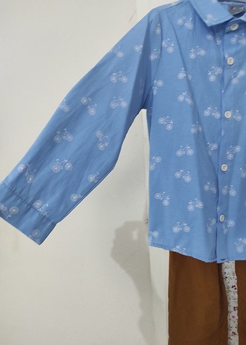 Mavi Bisiklet Desenli Erkek Gömlek bir kere tek giyildi - Görsel 2