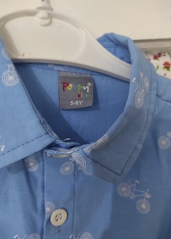 Mavi Bisiklet Desenli Erkek Gömlek bir kere tek giyildi - Görsel 4