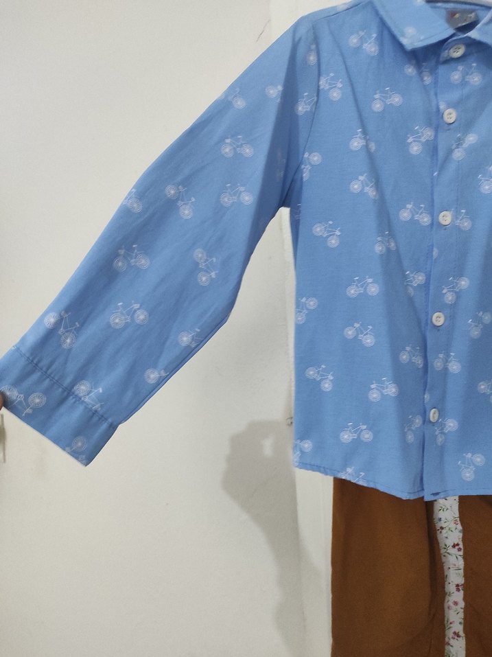 Mavi Bisiklet Desenli Erkek Gömlek bir kere tek giyildi - Görsel 2