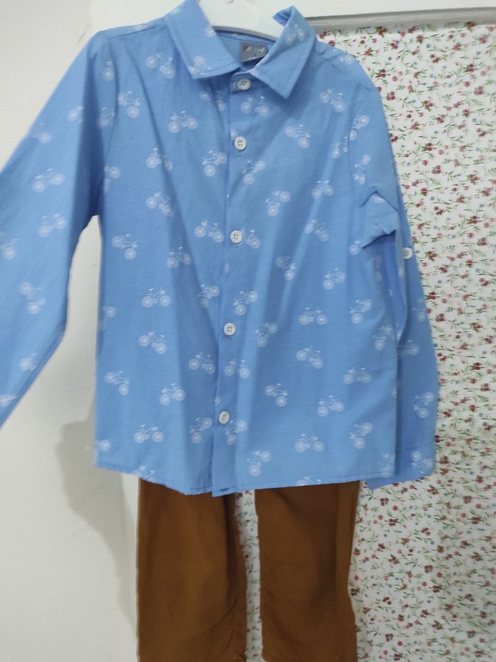 Mavi Bisiklet Desenli Erkek Gömlek bir kere tek giyildi - Görsel 3