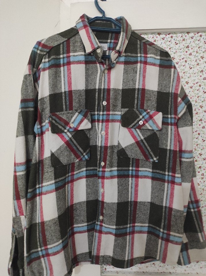 Düğmeli Çok Renkli Oversize erkek  Gömlek - Görsel 2