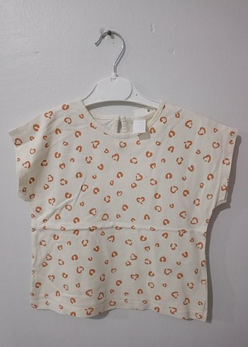 Kız Çocuk Bej Süet Görünümlü Kısa Kollu Tişört - Görsel 3