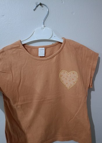 Kız Çocuk Bej Süet Görünümlü Kısa Kollu Tişört - Görsel 7