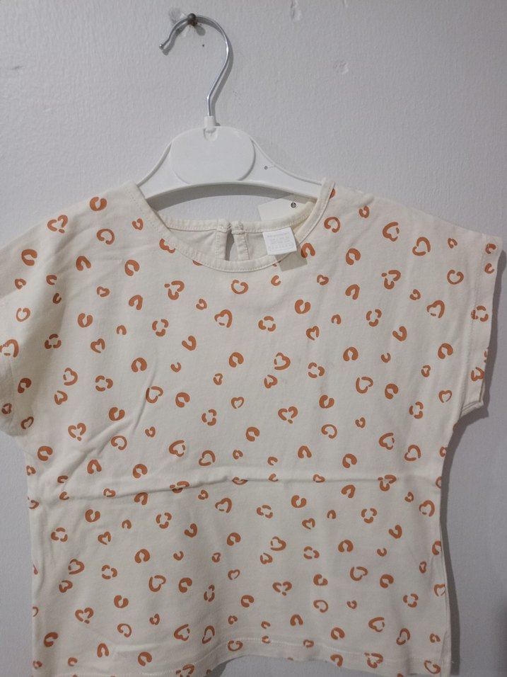 Kız Çocuk Bej Süet Görünümlü Kısa Kollu Tişört - Görsel 5