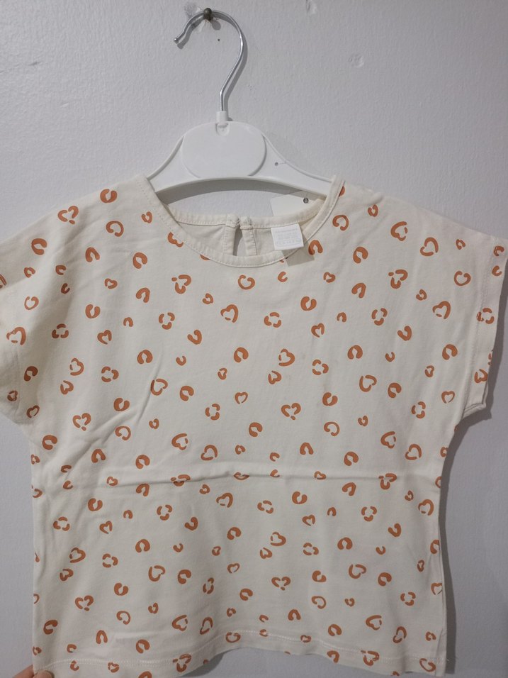 Kız Çocuk Bej Süet Görünümlü Kısa Kollu Tişört - Görsel 4