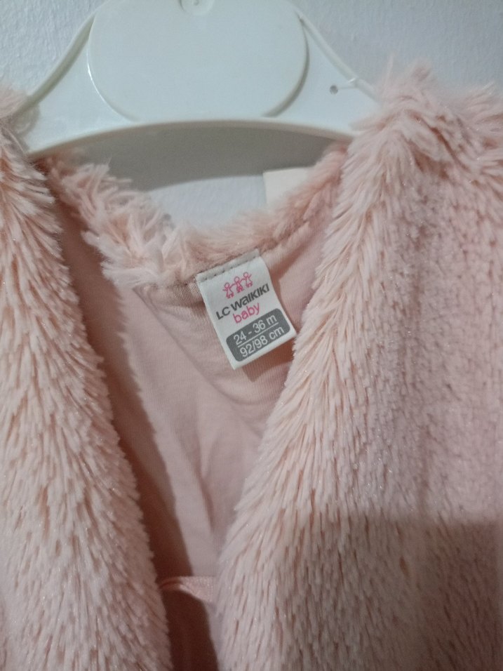 Kız Çocuk Pembe Desenli Polar Bornoz - Görsel 3