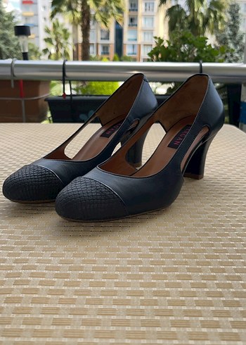 TERGAN Klasik lacivert Yılan Desenli Tokalı Stiletto 38 Numara - Görsel 2