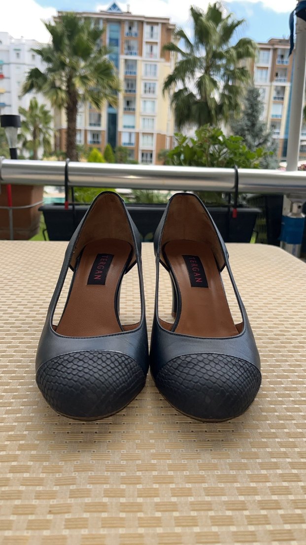 TERGAN Klasik lacivert Yılan Desenli Tokalı Stiletto 38 Numara - Görsel 3