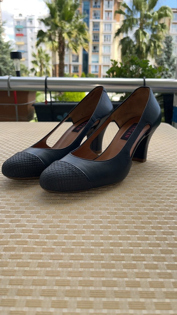 TERGAN Klasik lacivert Yılan Desenli Tokalı Stiletto 38 Numara - Görsel 2