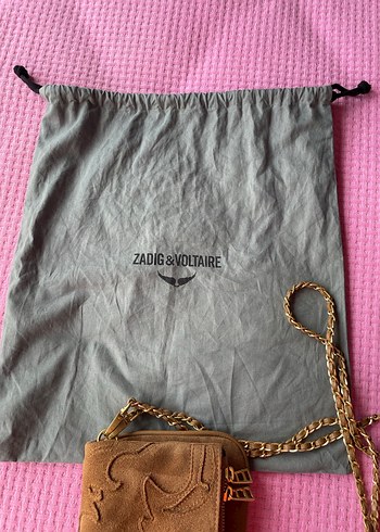  Beden camel Renk Zadig&Voltaire Kadın Zincir Detaylı Süet Çapraz Çanta