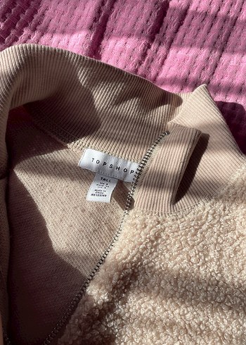 s Beden Bej Yüksek Yakalı Kadın Triko Sweatshirt