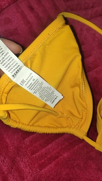 38 Beden sarı Renk Koton bikini üstü 
