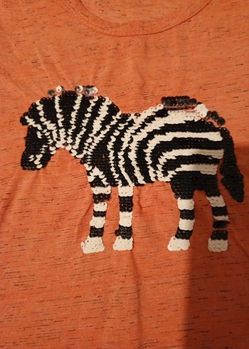 Kız Çocuk pembeZebra Desenli Tişört - Görsel 2