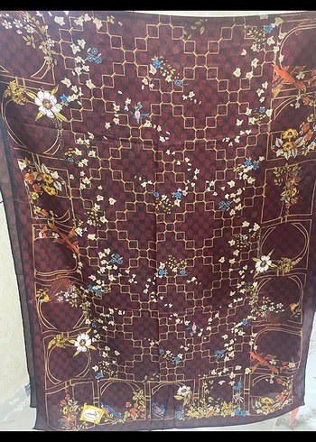 Bordo İpek Görünümlü Bohem Kadın Şal - Görsel 2