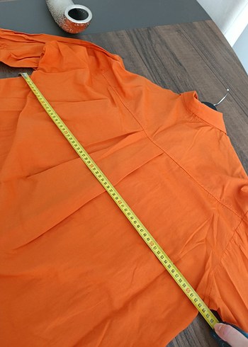 Turuncu, Salaş Kesim, Uzun Kollu Kadın Gömlek - Görsel 8