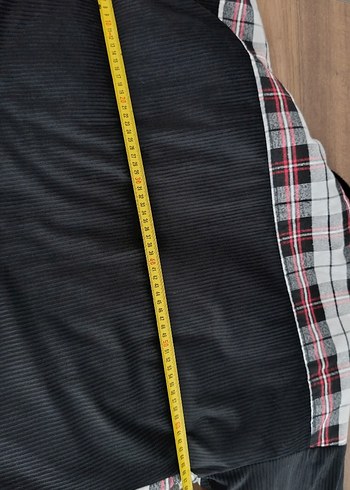 Kadife, Ekose Desenli ,Astarlı,Sokak Stili Kadın Kaban - Görsel 7