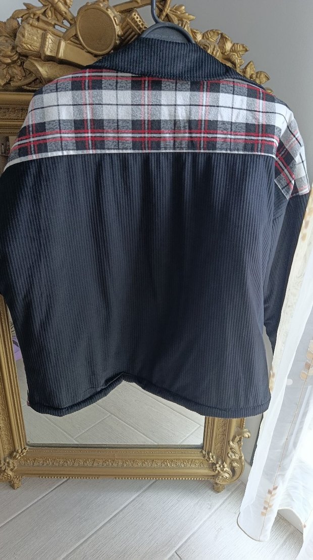 Kadife, Ekose Desenli ,Astarlı,Sokak Stili Kadın Kaban - Görsel 4